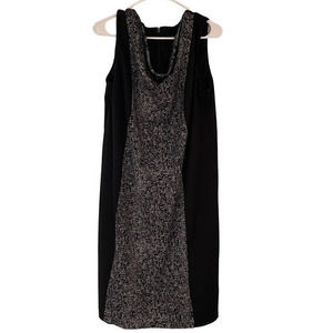 Lane Bryant Black White Short Sleave Sheath Dress‎ Slouchy Neck Easy Care 14 16